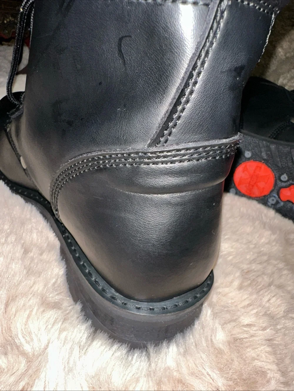 Xelement 1505 Men’s Black Leather Motorcycle Boots Side Zip Lace Up Biker Size 9